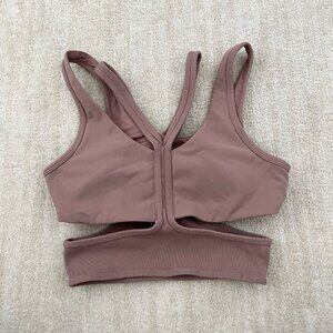 Alo Yoga Trackie Ribbed Longline Layered Sports Bra Top L